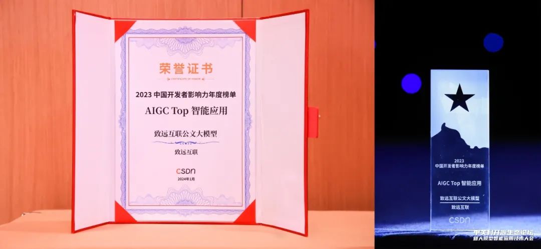 喜报！致远互联获评CSDN“AIGC Top智能应用”奖
